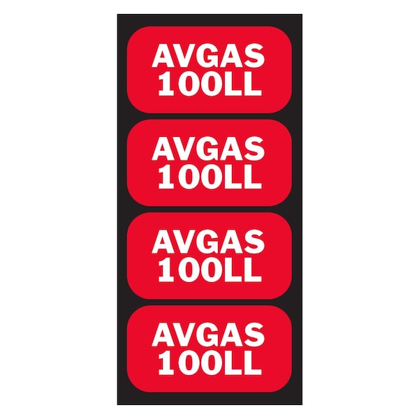 AVGAS Sticker, 100LL Sticker: Aviation Fuel Identification Label, Heavy Duty, 2''x1'', 20PK
